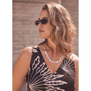 Brown Palm Print Midi Dress